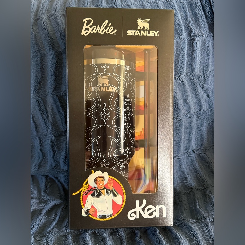Barbie Stanley Ken Black Tumbler with White Decorative Pattern